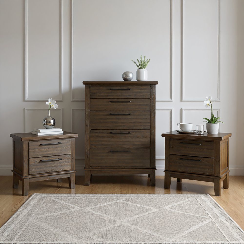 Cagney 3-Pc Wood Bedroom Set with Chest in Vintage