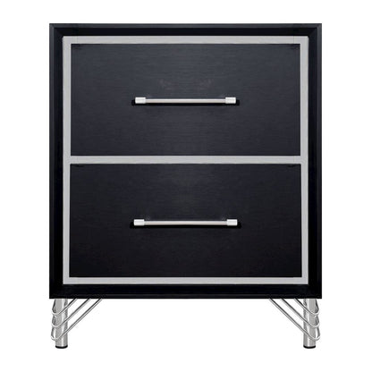 Ava Rubberwood 2 Drawers Nightstand in Ebony Black
