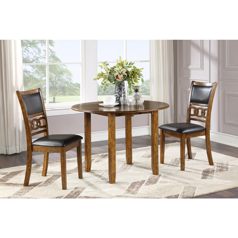 Furniture Gia Solid Wood Dining Drop Leaf Table 2 Chairs in Brown