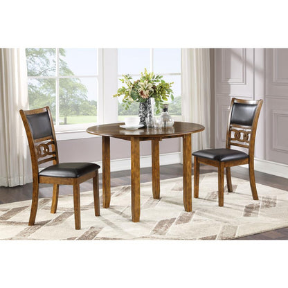 Furniture Gia Solid Wood Dining Drop Leaf Table 2 Chairs in Brown