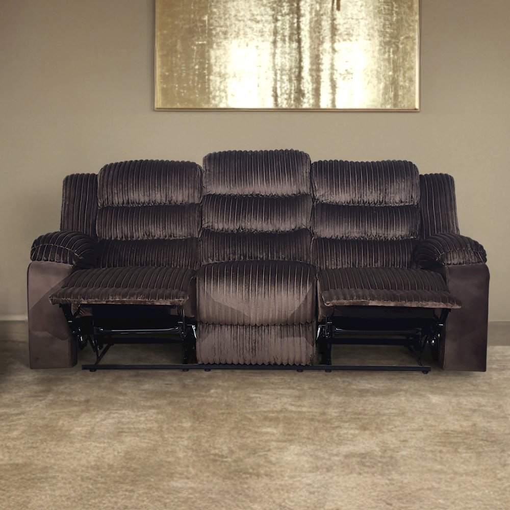 Willow Wood & Fabric Sofa with Dual Recliner in Brown