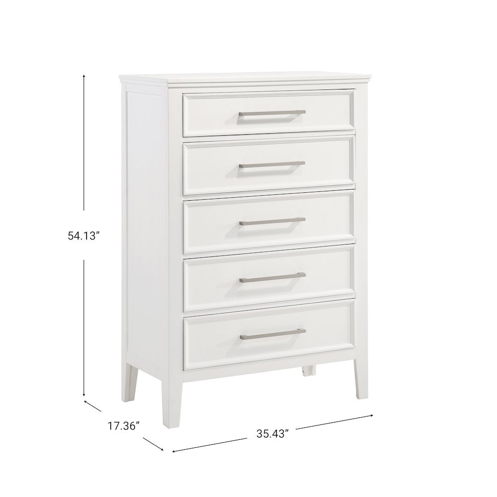 Andover 3-Pc Wood Bedroom Set with Chest in White