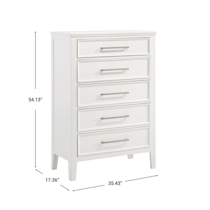 Andover 3-Pc Wood Bedroom Set with Chest in White