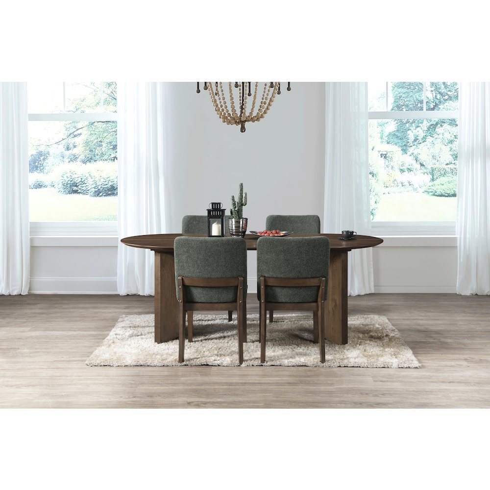Kody 5-Piece Wood Oval Dining Table Set in Walnut/Green