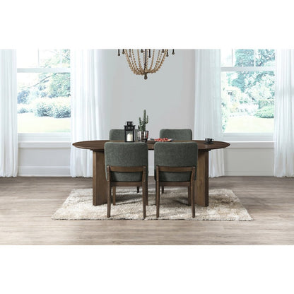 Kody 5-Piece Wood Oval Dining Table Set in Walnut/Green