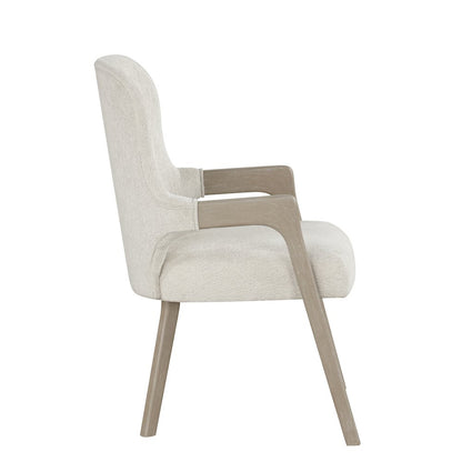 Gwendolyn 5-Pc Wood Round Dining Set w Arm Chairs in Taupe