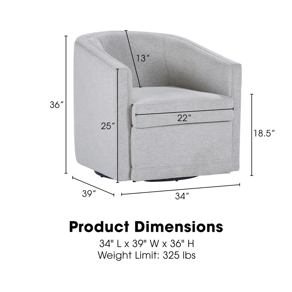 Poppy Light Gray Polyester Fabric Accent Swivel Arm Chair