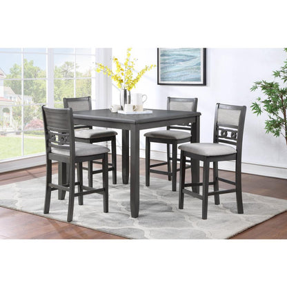 Furniture Gia 5-Piece Transitional Wood Counter Set in Gray