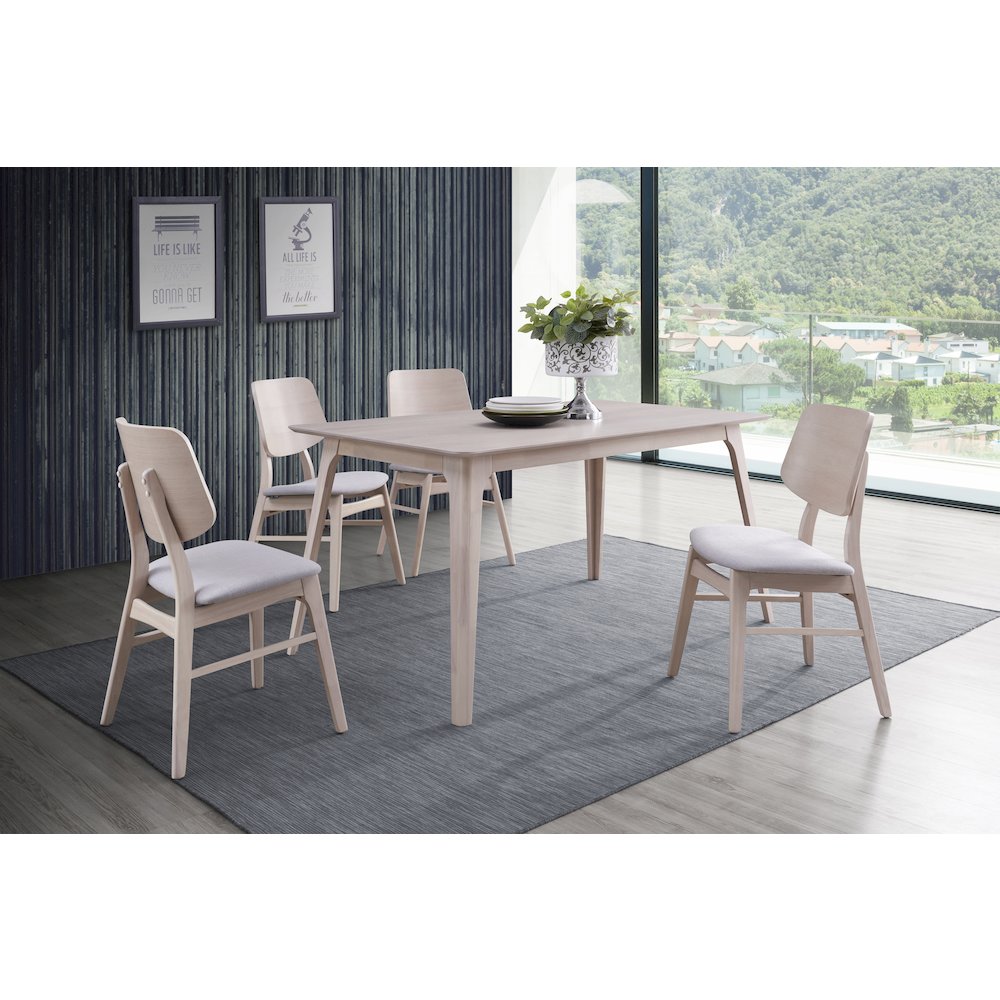 Oscar 5-piece Wood Dining Set, White Ash