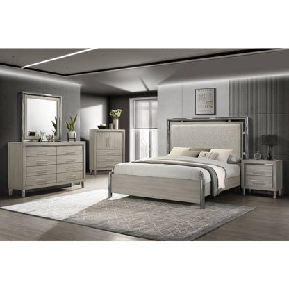 New Classic Furniture Lennox 5Pc Wood King Bedroom Set w Chest in Gray