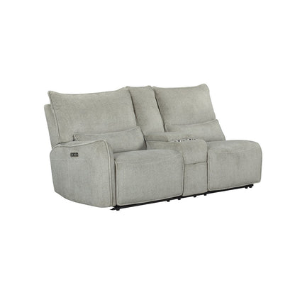 Remsen 3-Piece Polyester Fabric Power Sectional in Latte