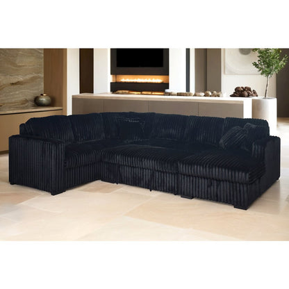 Bliss 5-Piece Fabric Upholstered Sectional in Black