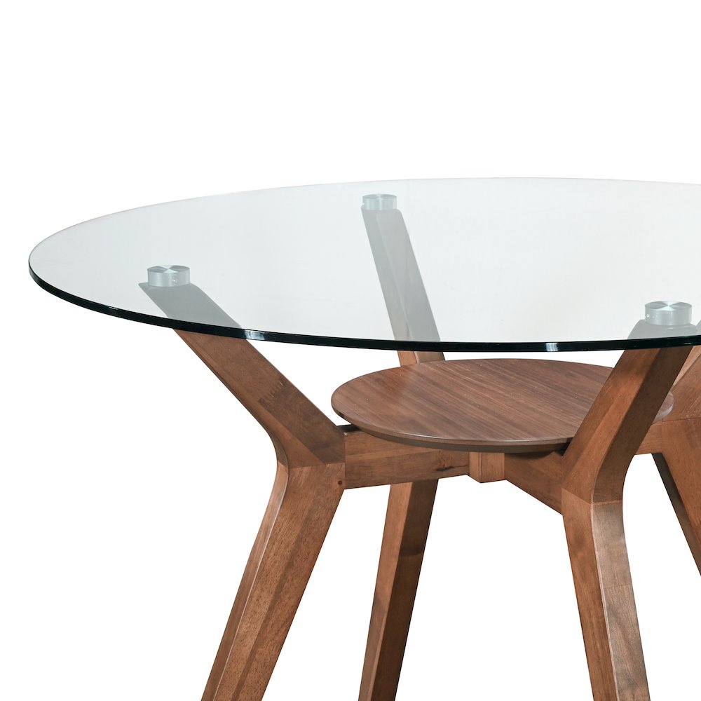 Oscar 5-Piece Wood Round Dining Table Set in Walnut/Teal
