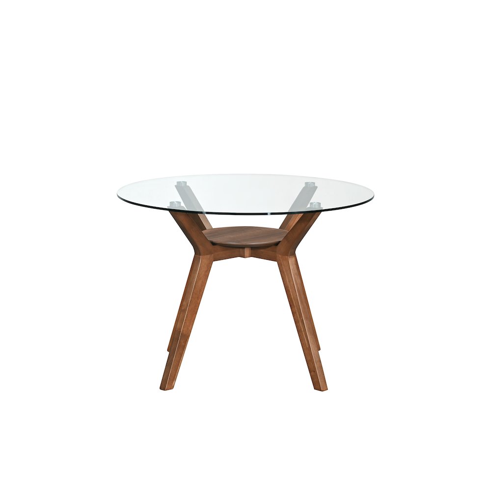 Oscar 5-Piece Wood Round Dining Table Set in Walnut/Teal