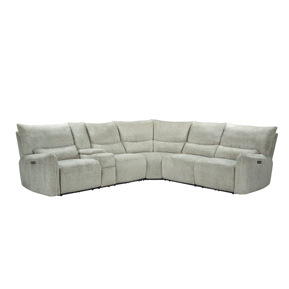 Remsen 3-Piece Polyester Fabric Power Sectional in Latte