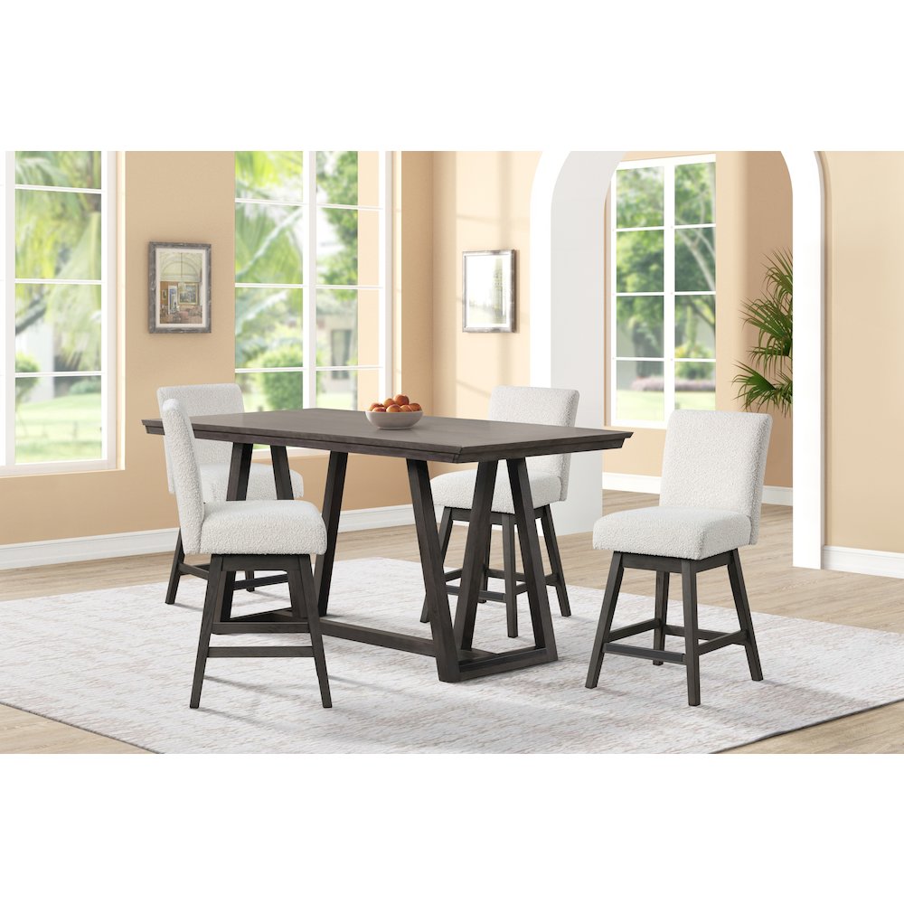 High Line 5-Pc Counter Table Set with Swivel Chairs, White