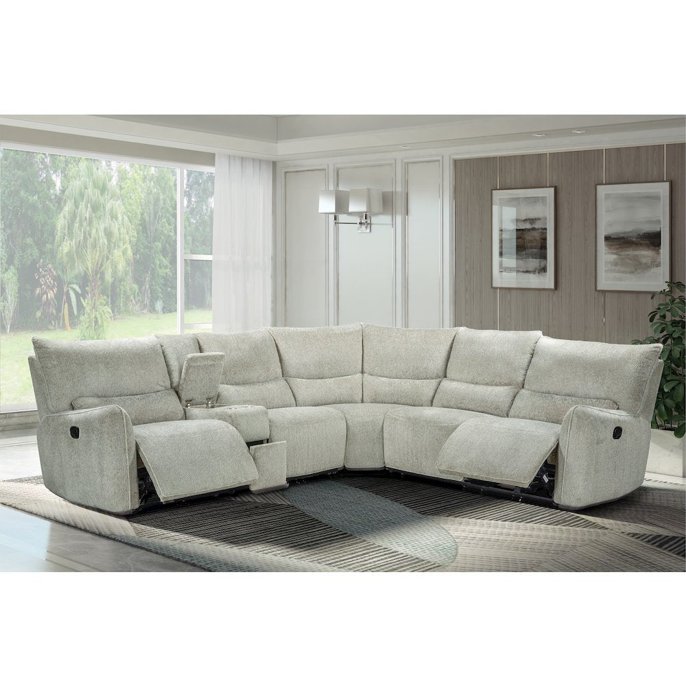 Remsen 3-Piece Polyester Fabric Manual Sectional in Latte