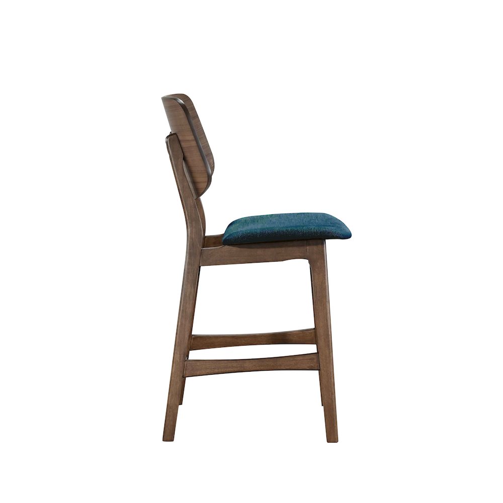 Oscar 5-Piece Wood Round Counter Table Set in Walnut/Teal