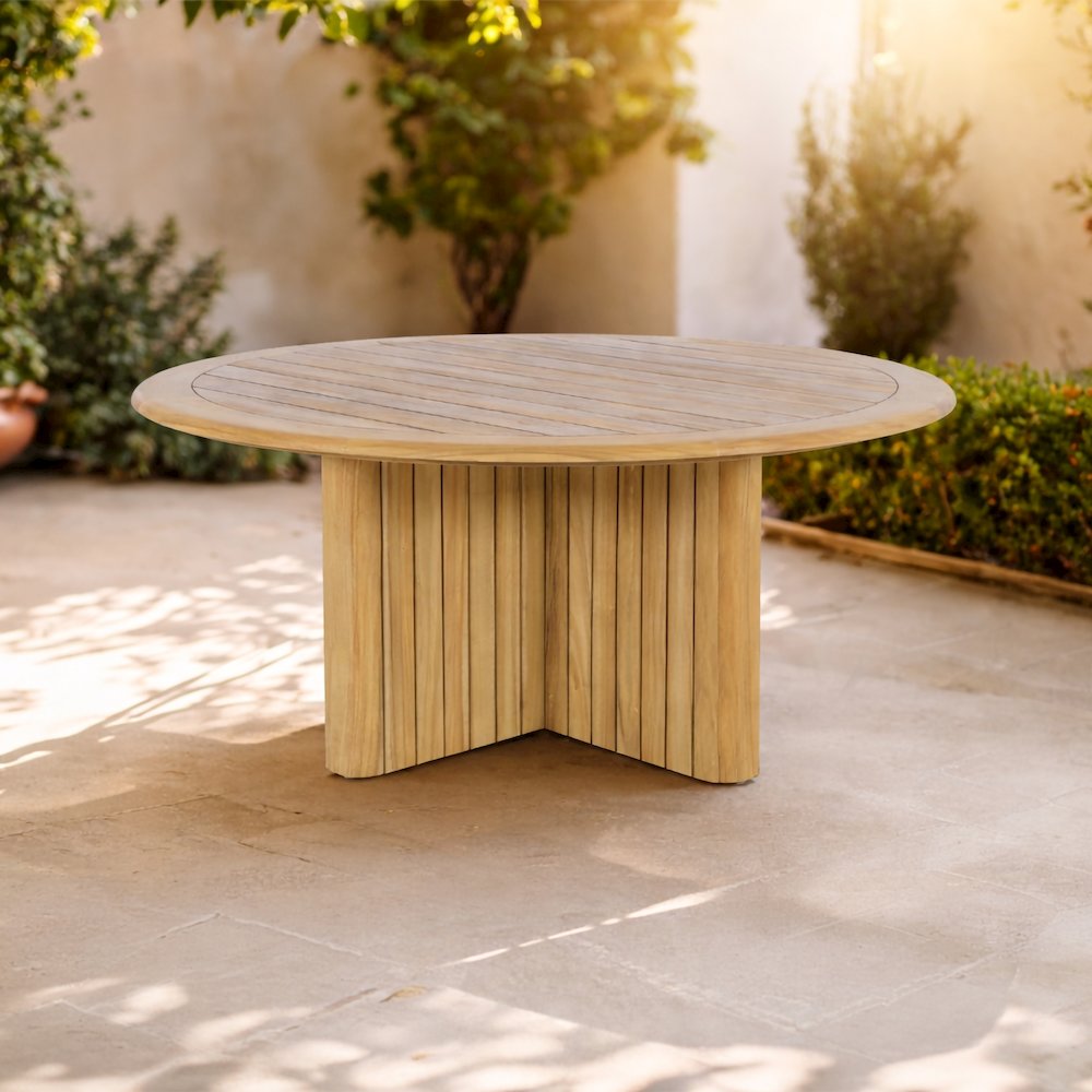 Sedona Wood Round Patio Dining Table in Natural