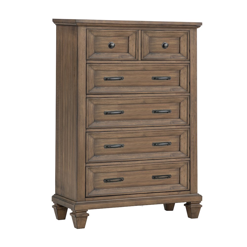 Mariana Wood 5-Drawer Chest, Vintage Mocha
