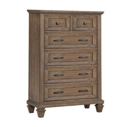 Mariana Wood 5-Drawer Chest, Vintage Mocha