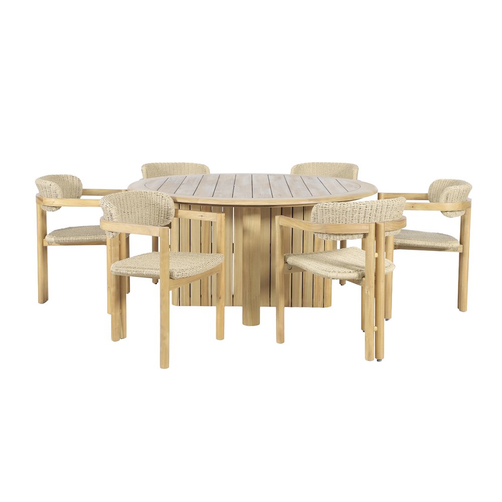 Sedona 7-Piece Wood Outdoor Dining Set in Natural