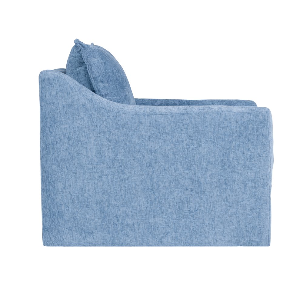 Sylvie Fabric Swivel Chair in Blue Slate (Set of 2)