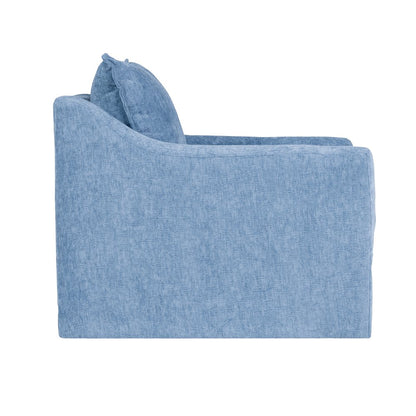 Sylvie Fabric Swivel Chair in Blue Slate (Set of 2)