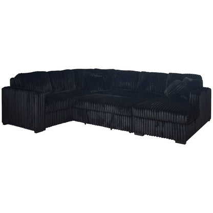 Bliss 5-Piece Fabric Upholstered Sectional in Black