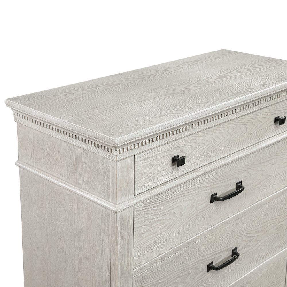 Silver Sands Wood 5-Drawer Chest in Gray