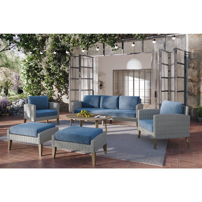 Carezza 6-Piece Wood Patio Conversation Set, Blue