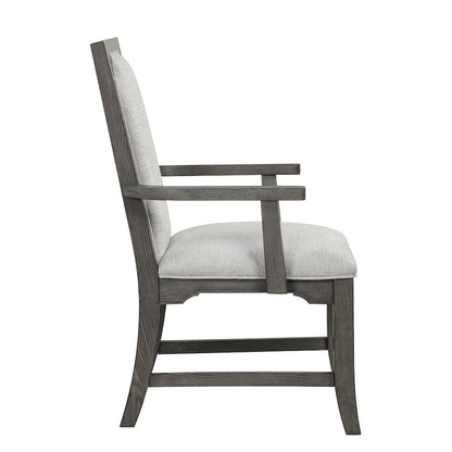 New Classic Furniture Lisbon Wood Dining Arm Chair in Gray (Set of 2)