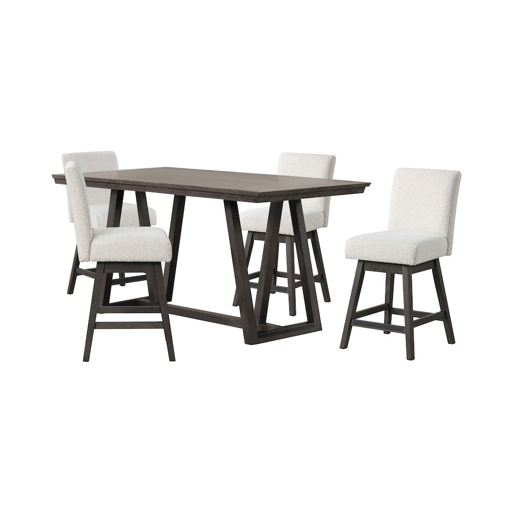 High Line 5-Pc Counter Table Set with Swivel Chairs, White