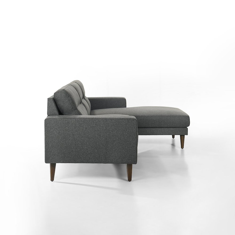 Vale 2-piece Polyester Fabric Chaise Sectional, Gray