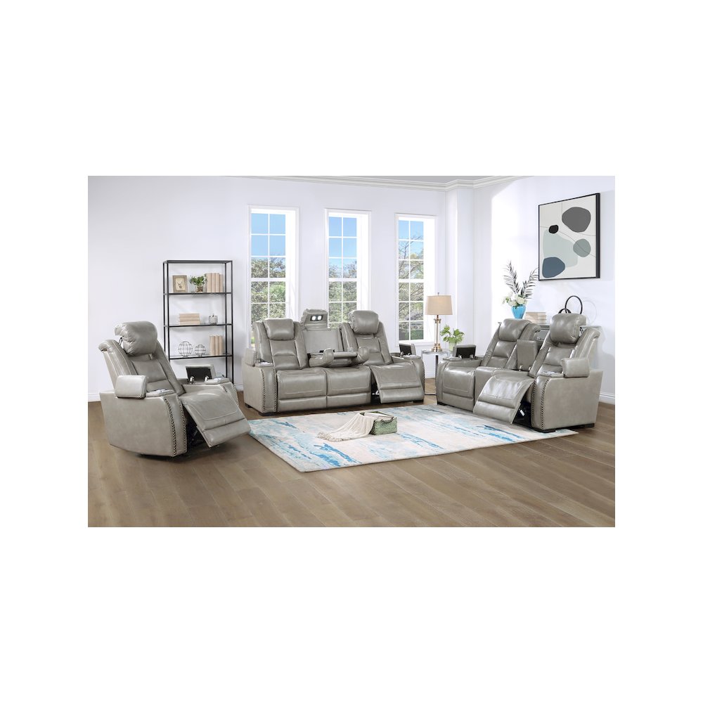 Breckenridge Console Loveseat W/ Pwr Fr & Hr-Lt Gray