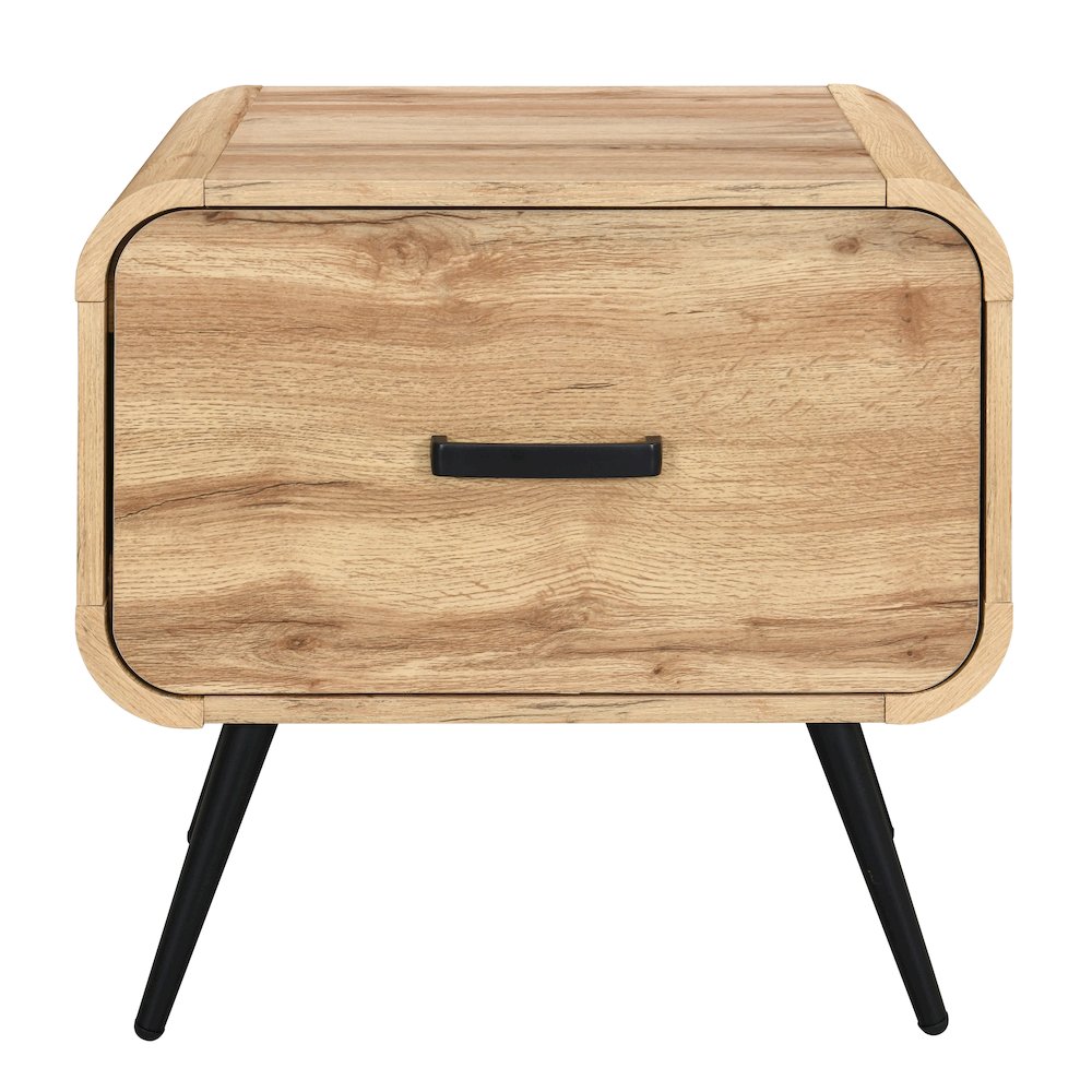 New Classic Furniture Rowan Wood 1-Drawer End Table in Natural/Beige (Set of 2)