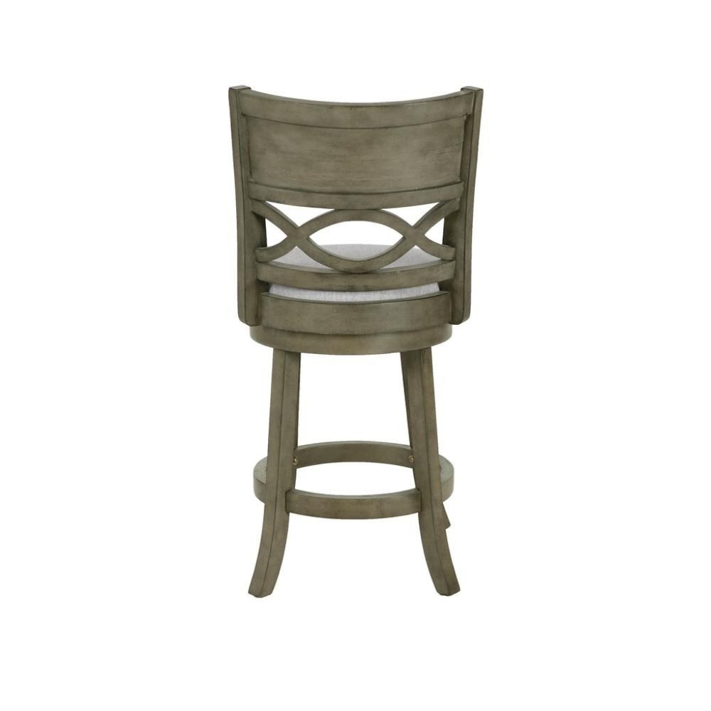 24-Inch Solid Wood Counter Stool 360 Swivel Fabric Seat Ant Gray
