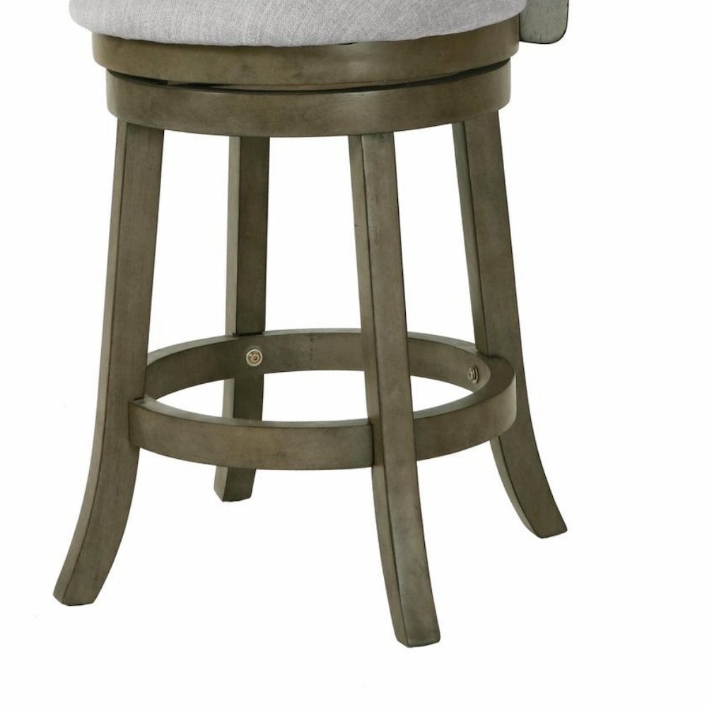 24-Inch Solid Wood Counter Stool 360 Swivel Fabric Seat Ant Gray