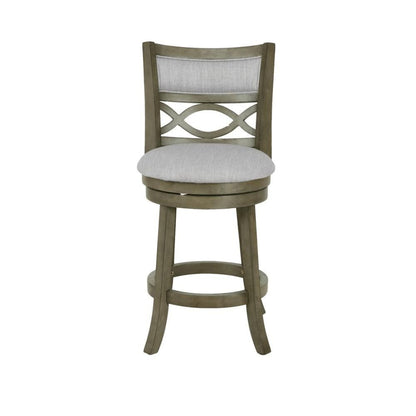 24-Inch Solid Wood Counter Stool 360 Swivel Fabric Seat Ant Gray