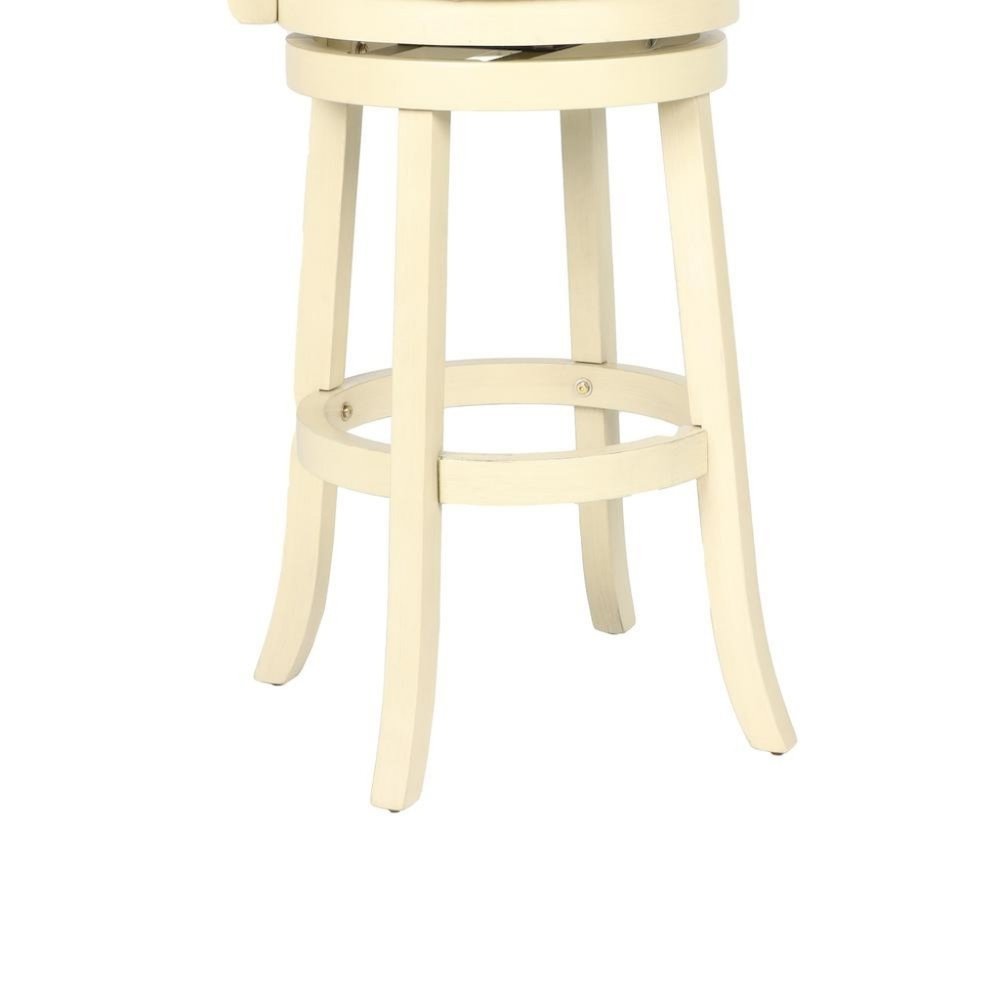 29-Inch Wood Bar Stool 360 Swivel Fabric Ant White