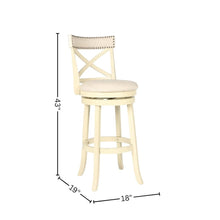 29-Inch Wood Bar Stool 360 Swivel Fabric Ant White