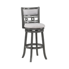 29" Solid Wood Swivel Bar Stool, Gray Fabric Seat, Sleek Design