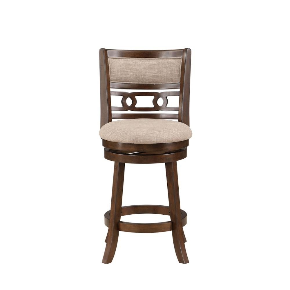 24-Inch Wood Swivel Counter Stool Cherry Brown Fabric