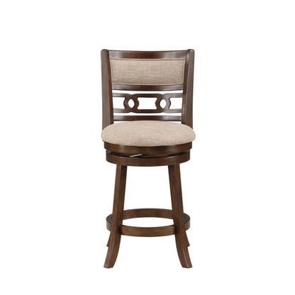 24-Inch Wood Swivel Counter Stool Cherry Brown Fabric