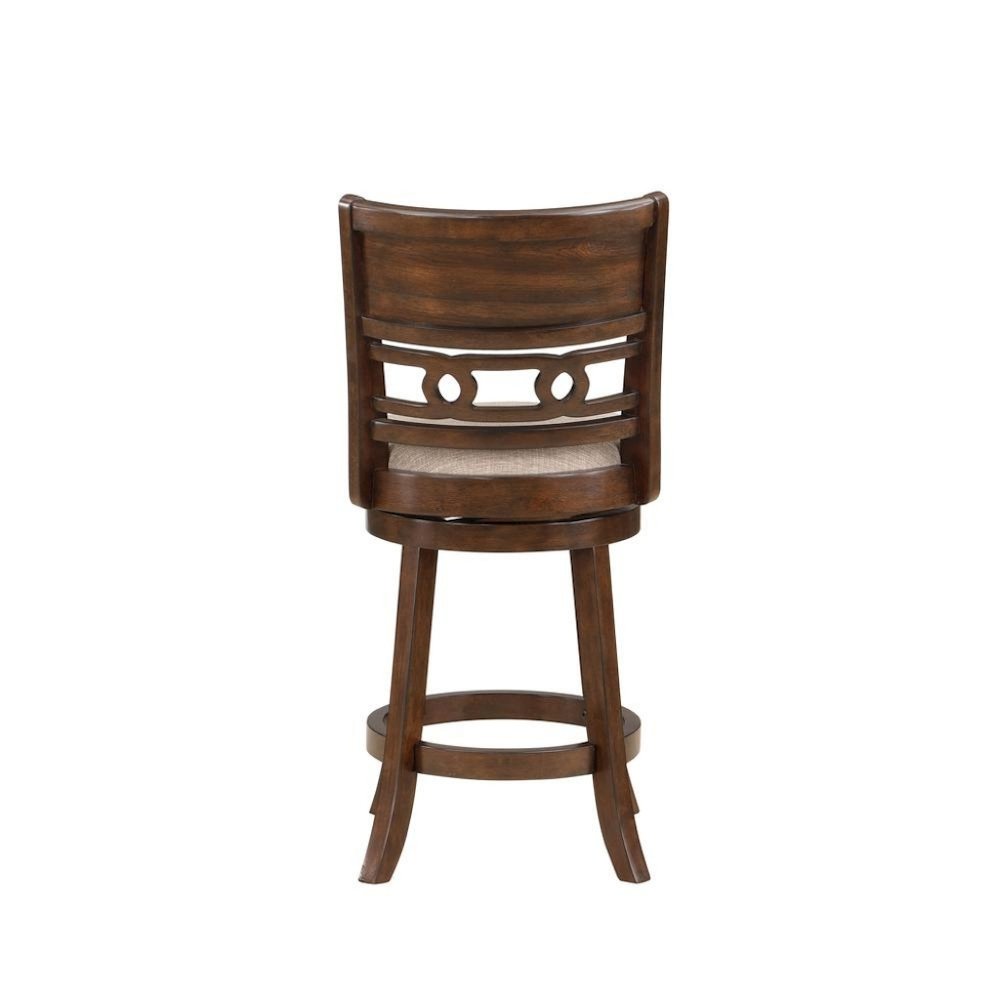 24-Inch Wood Swivel Counter Stool Cherry Brown Fabric