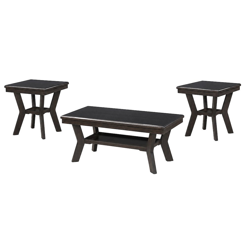 Gia 3-Piece Wood Occasional Table Set in Brown