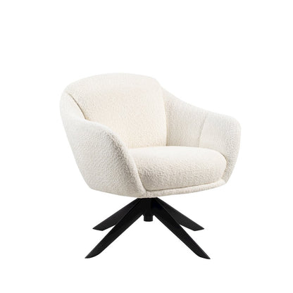 Fleming Metal and Fabric Swivel Lounge Chair in Ivory