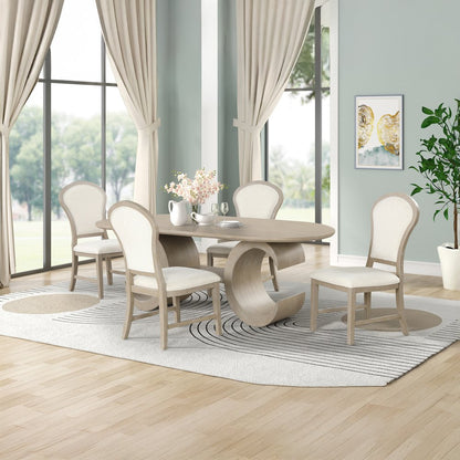 Gwendolyn 5-Pc Wood Oval Dining Set with 4-Chair in Taupe