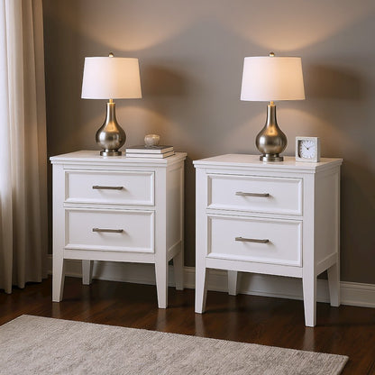 Andover Wood Nightstand in White (Set of 2)
