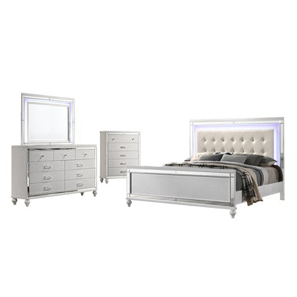 Valentine 4-Piece Wood Cal King Bedroom Set with Chest in White